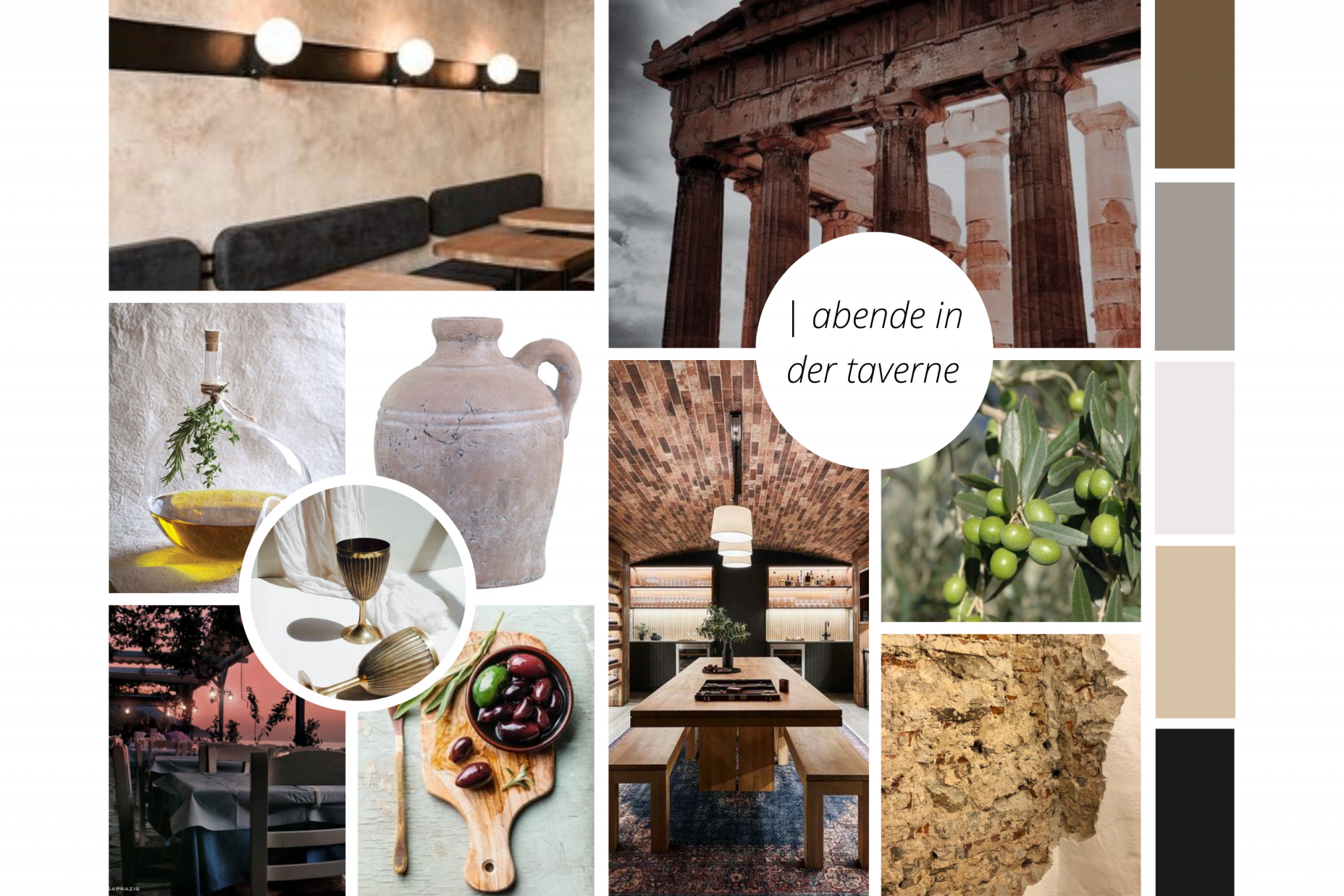 moodboard tavernenbereich griechisches restaurant
